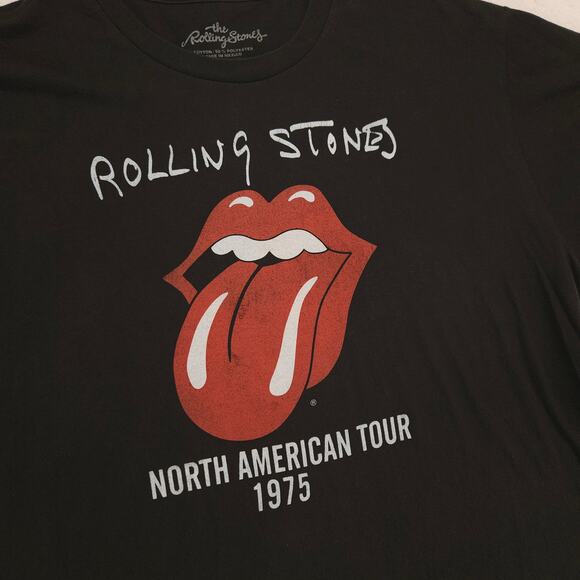 The Rolling Stones 1975 US Tour Band Crew Neck T Shirt Mens Size XL Black - Picture 4 of 9